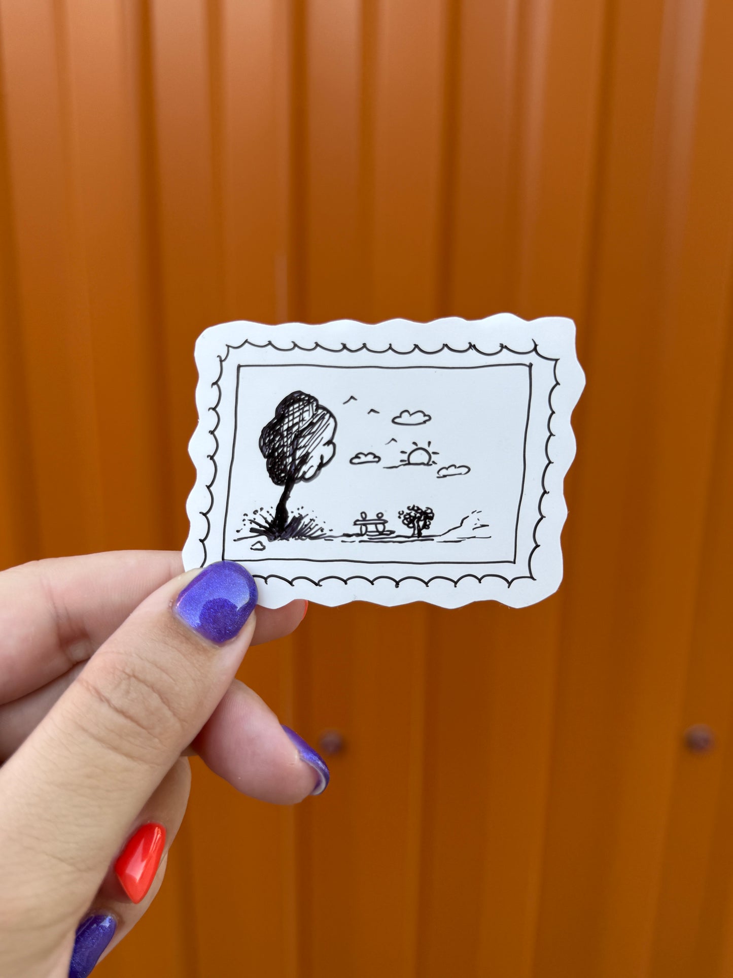 Set of 2 Handmade Postcard Stamps Stickers