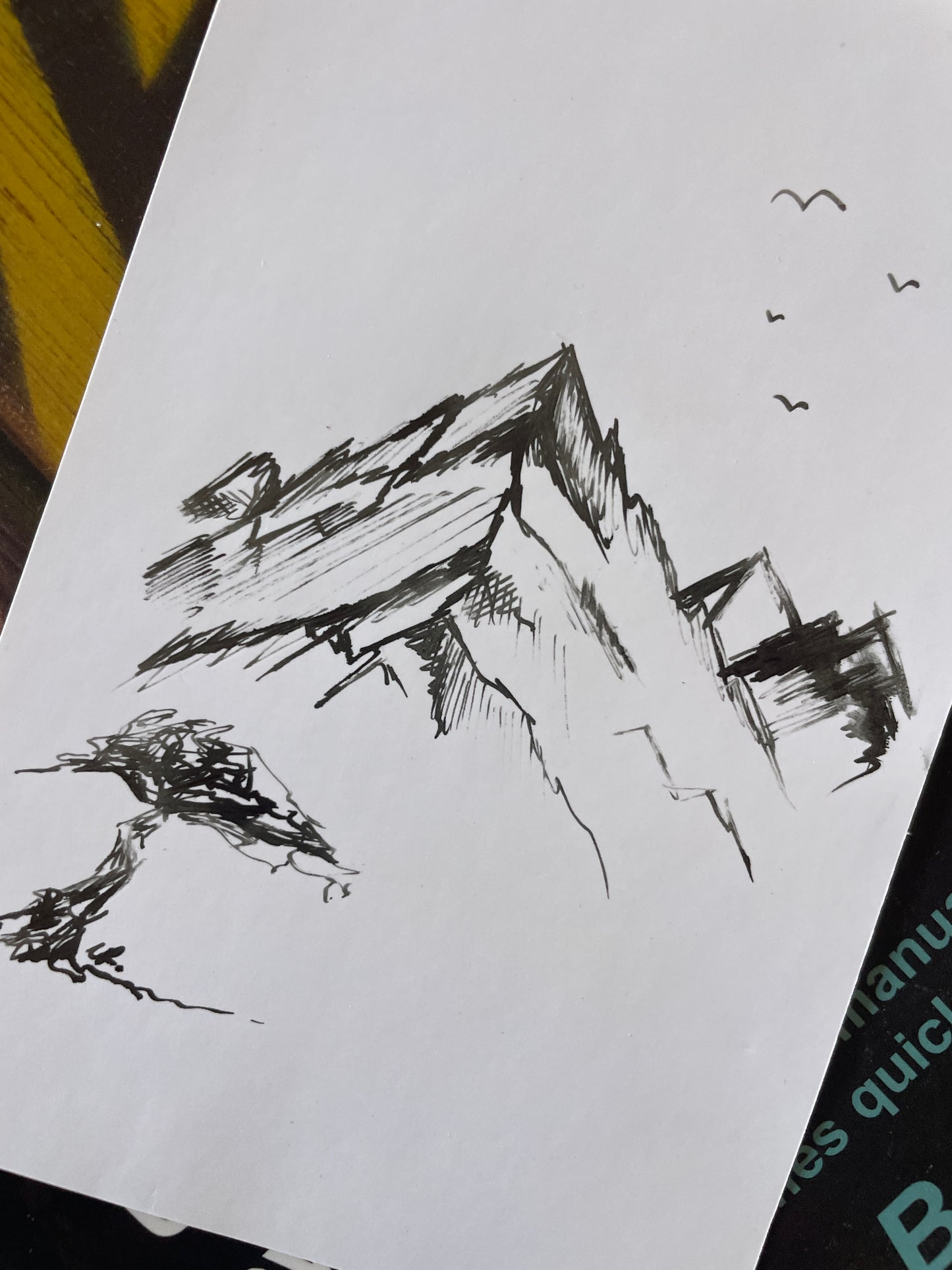Tree In The Mountains Poster | Original Handmade Art