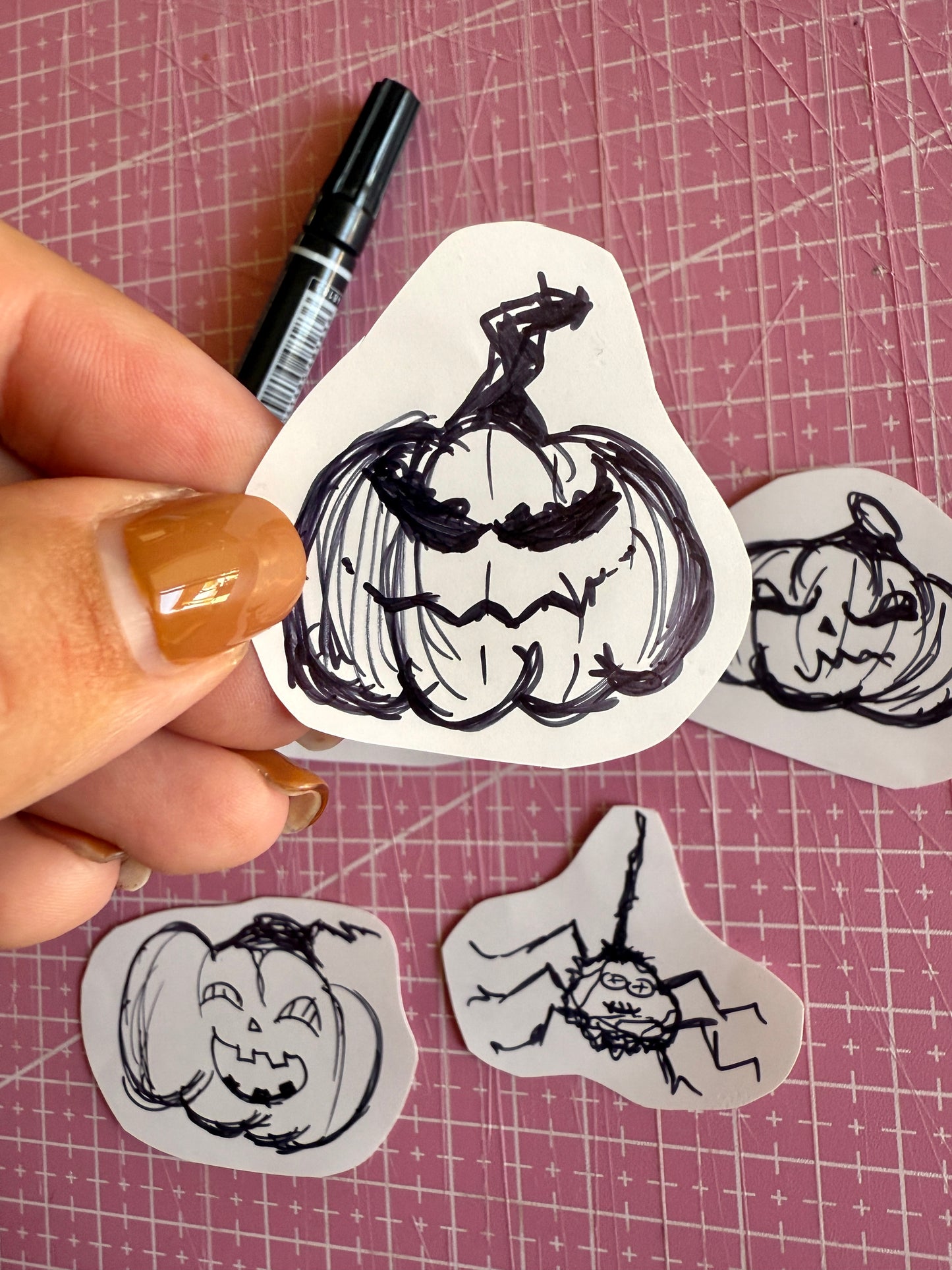 Set of 5 Handmade Pumpkins Stickers