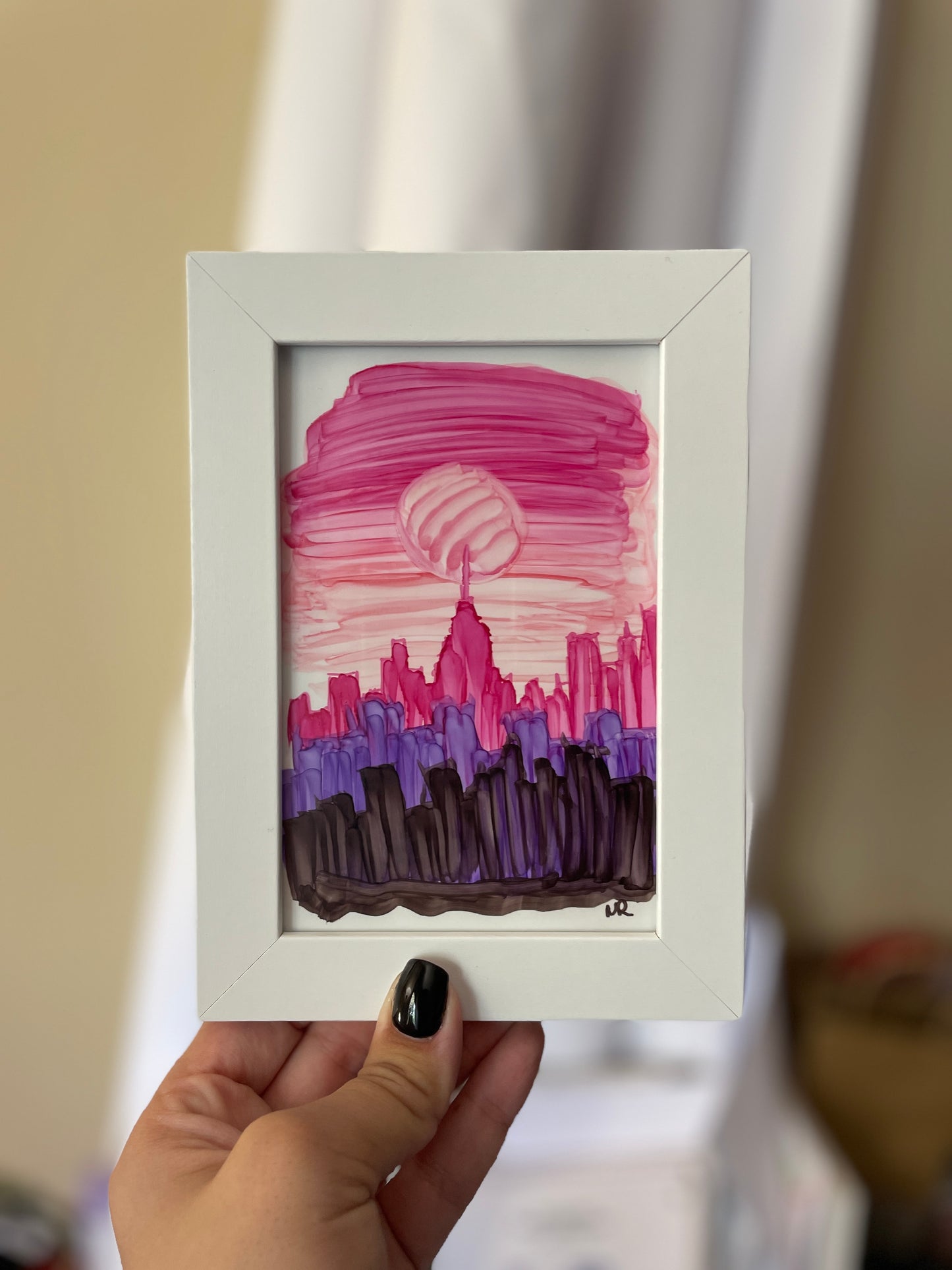 Texture Pink City Poster | Original Handmade Art