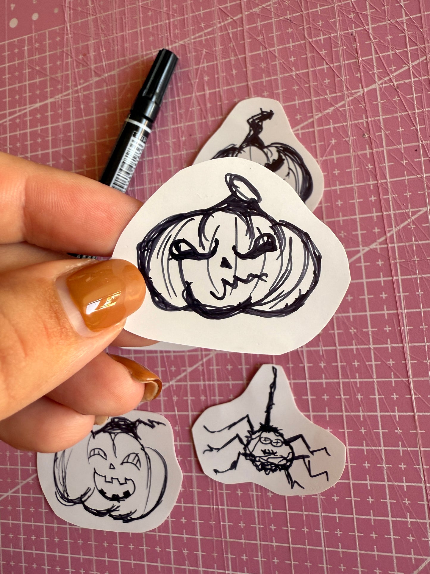 Set of 5 Handmade Pumpkins Stickers