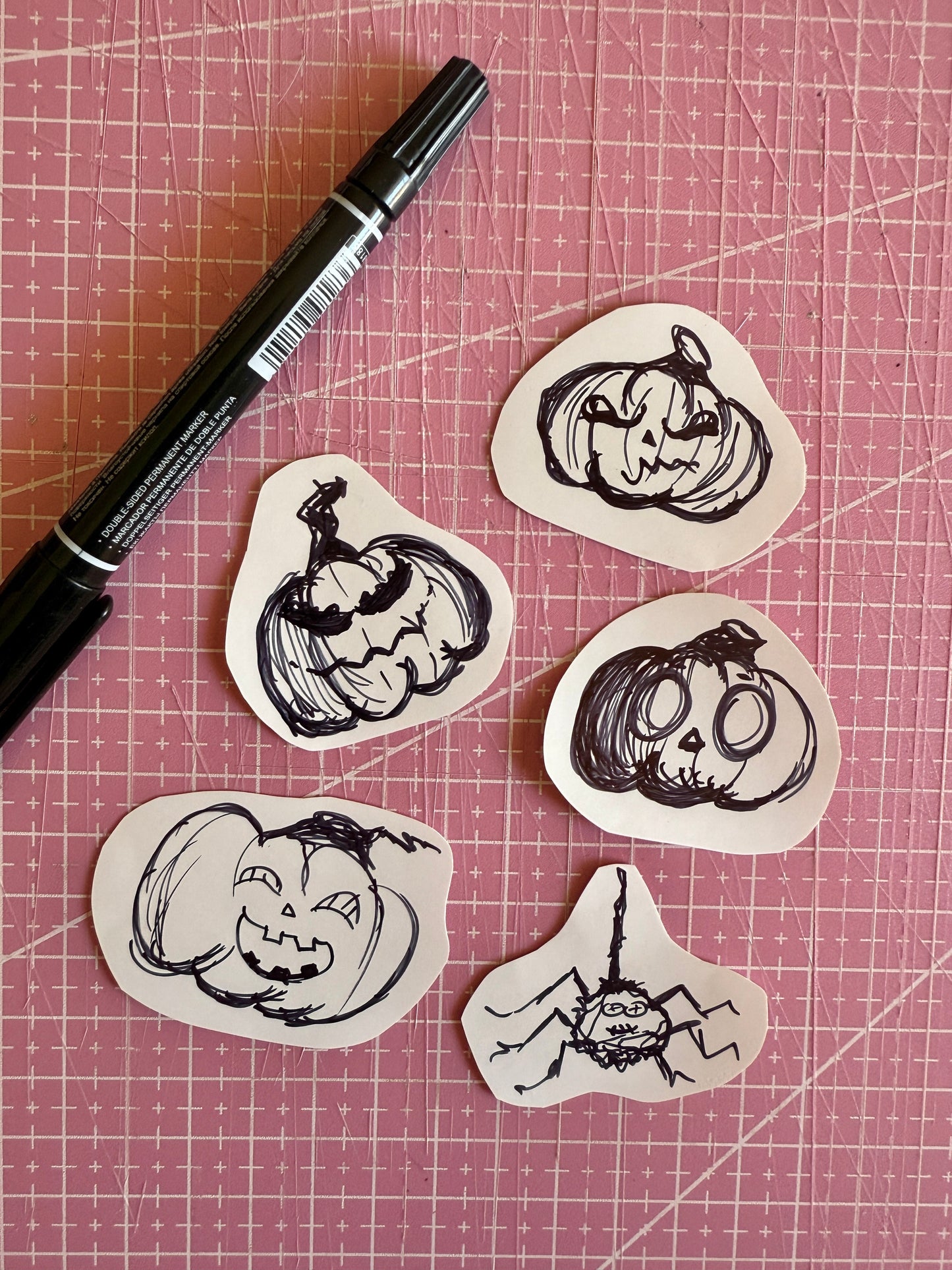 Set of 5 Handmade Pumpkins Stickers