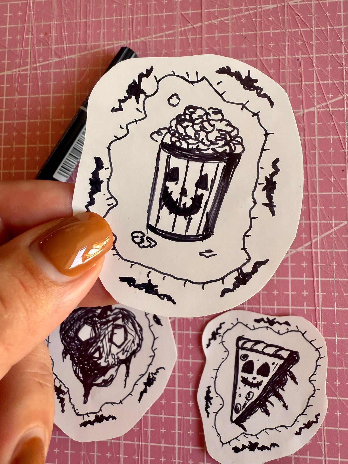 Set of 3 Handmade Spook Food Stickers