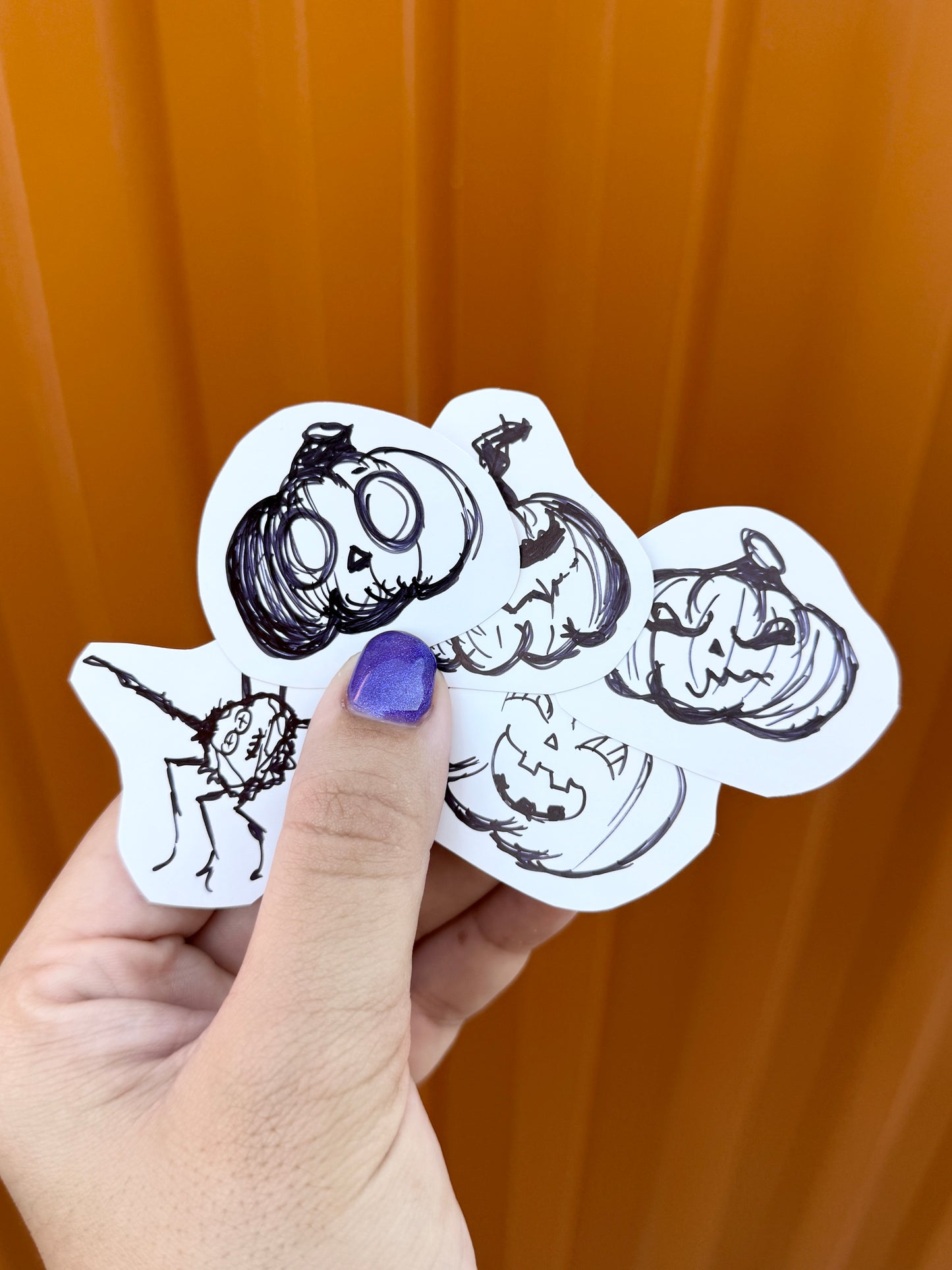 Set of 5 Handmade Pumpkins Stickers