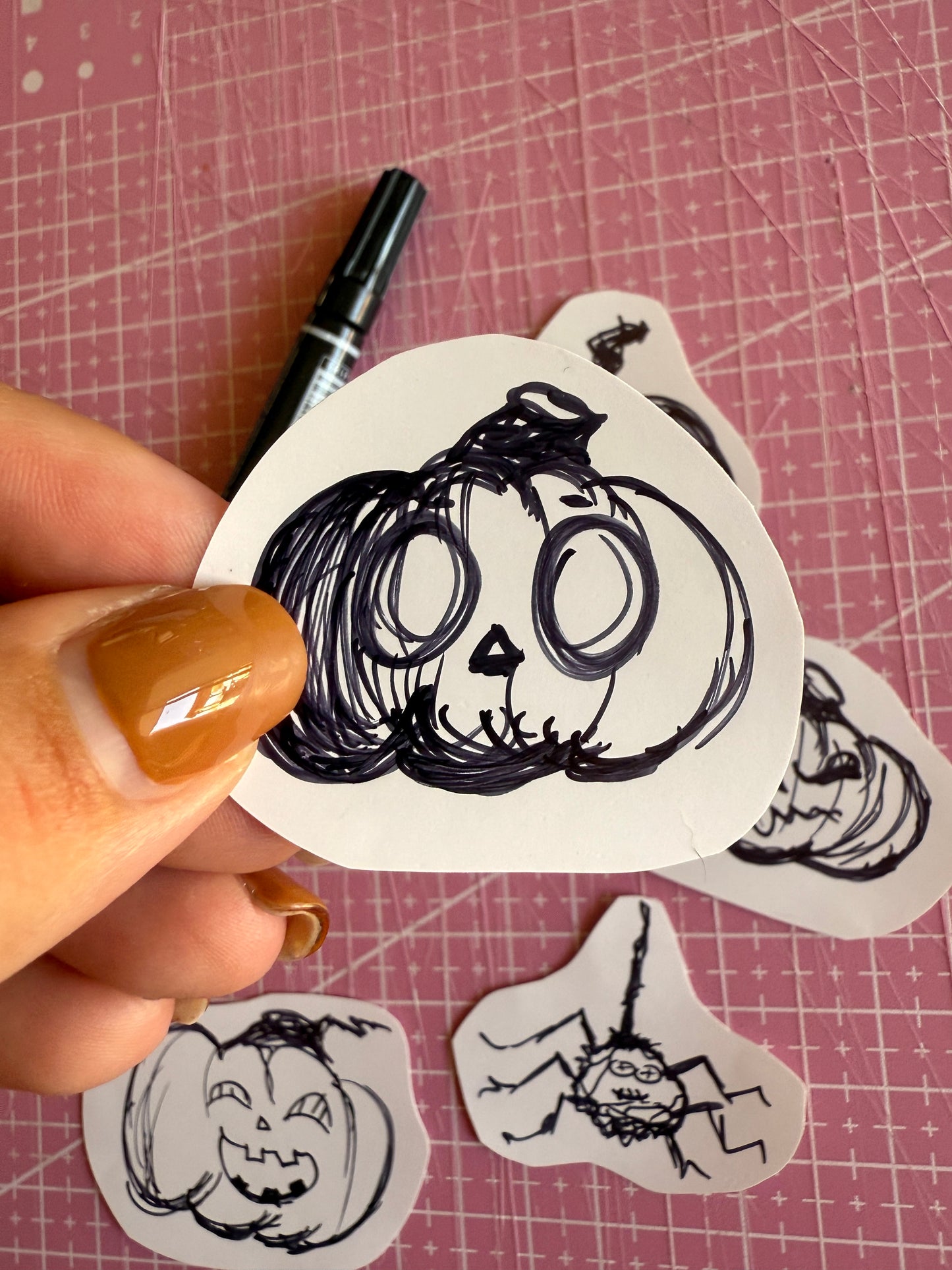 Set of 5 Handmade Pumpkins Stickers