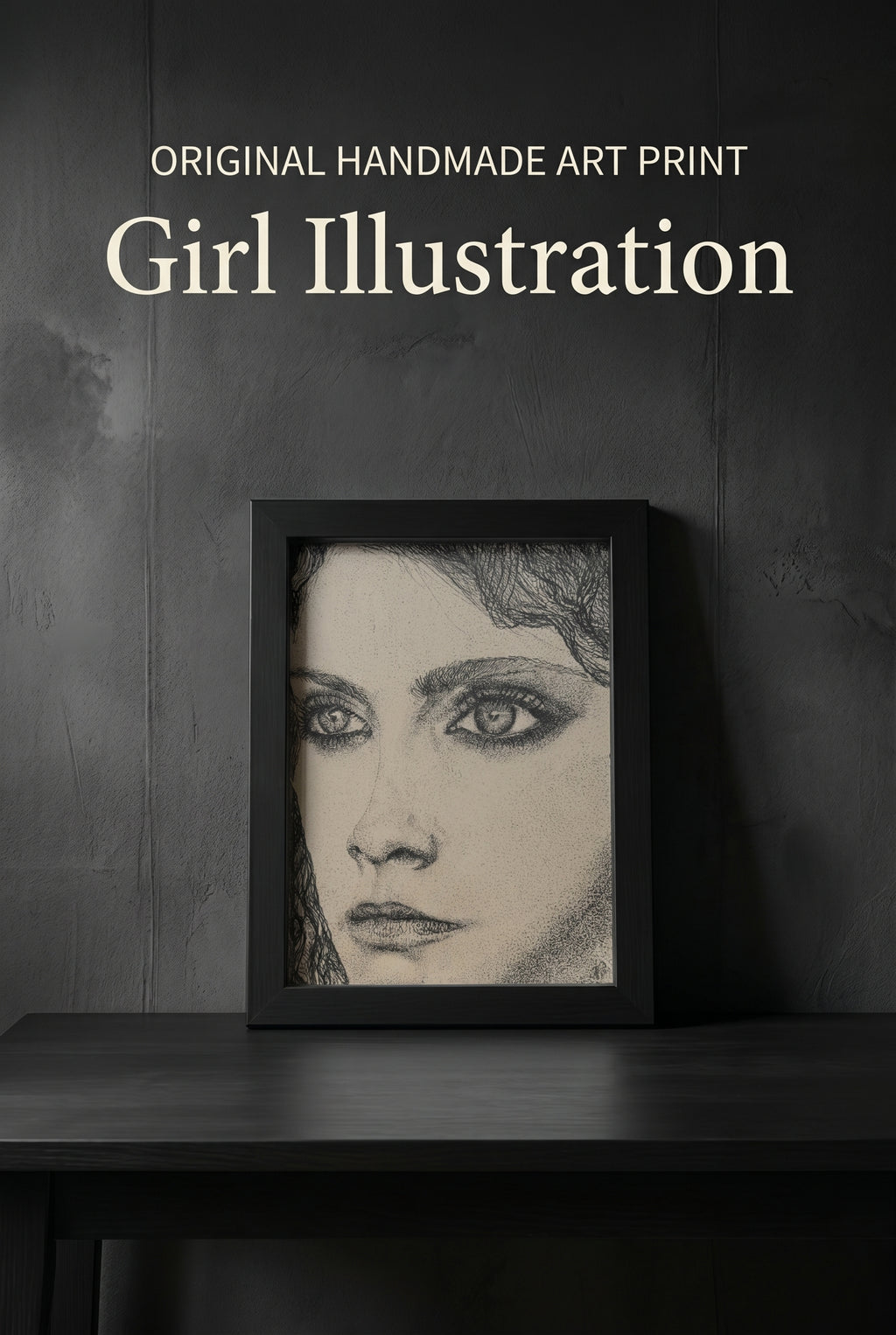 Girl Illustration | Handmade Framed Poster – Original Artwork Wall Decor