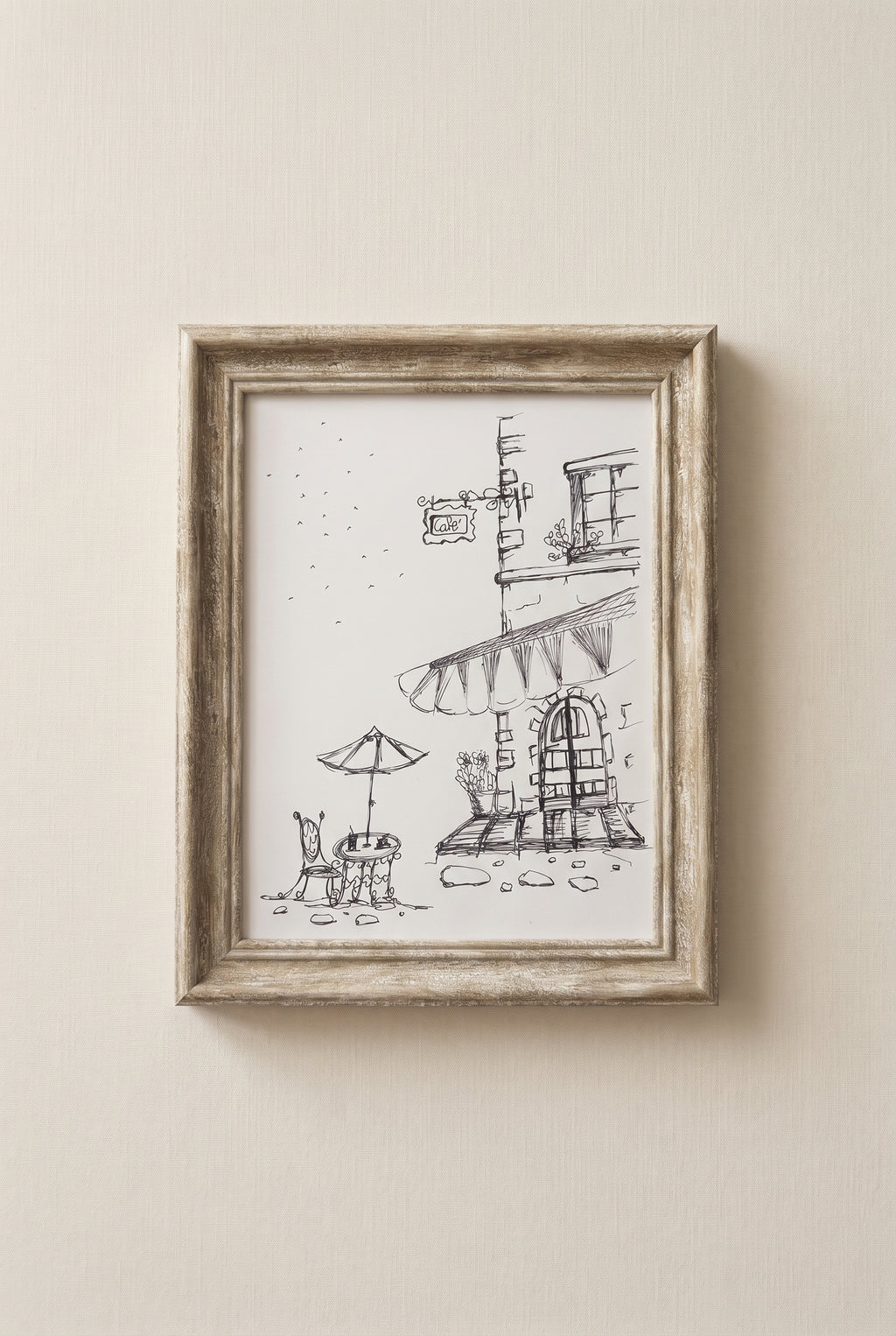 Little Cafe V.1 | Handmade Framed Poster – Original Artwork Wall Decor