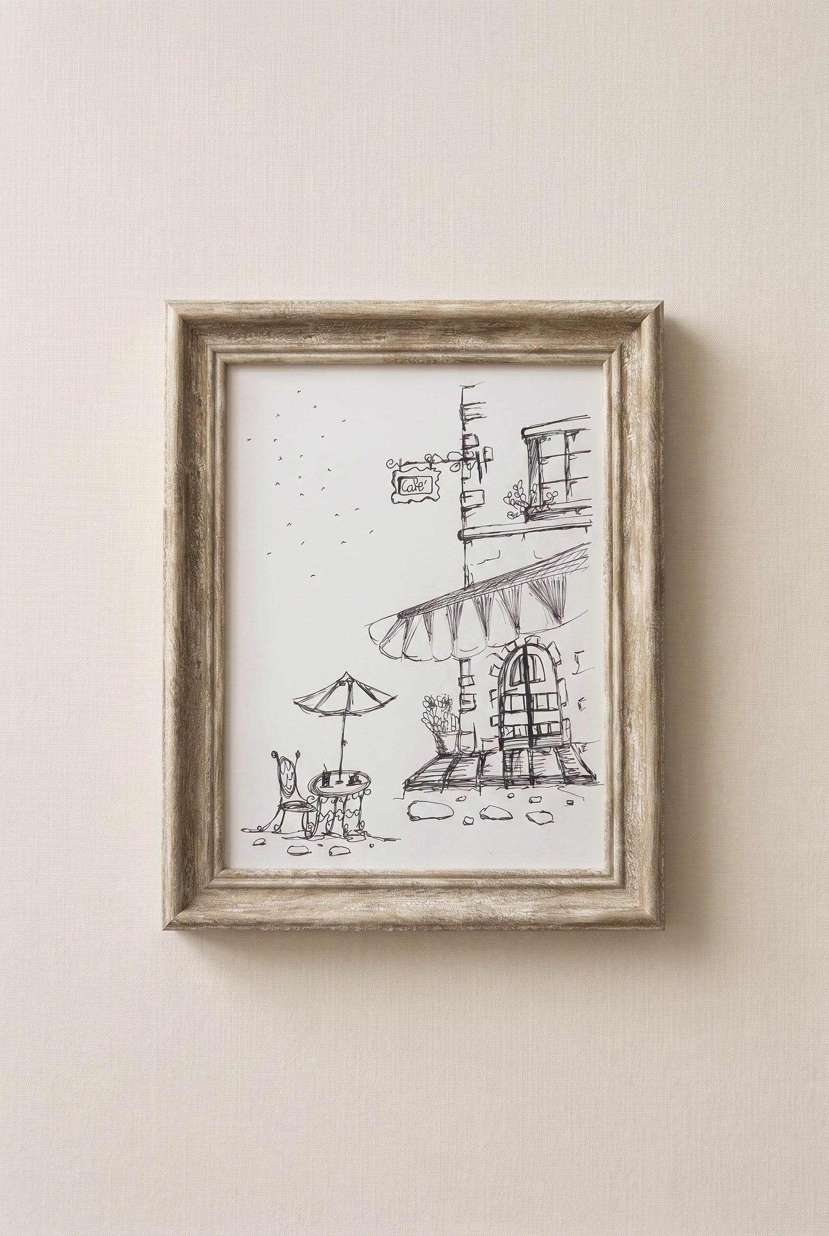 Little Cafe V.1 | Handmade Framed Poster – Original Artwork Wall Decor