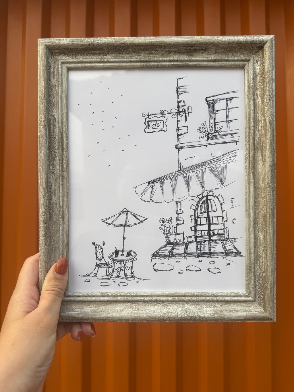 Little Cafe V.1 | Handmade Framed Poster – Original Artwork Wall Decor