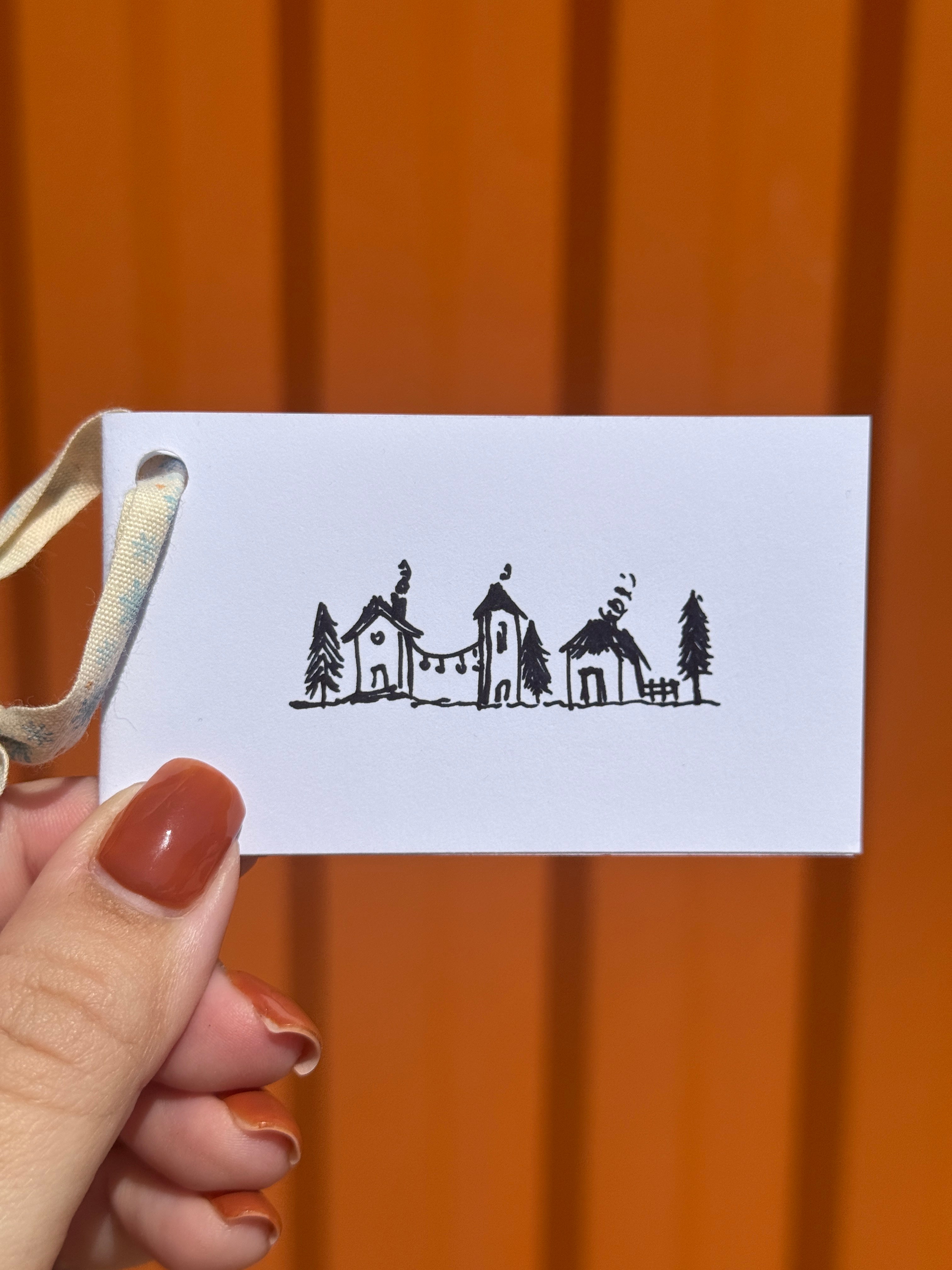 Cute Little Neighborhood | Mini Handmade Greeting Card – Original Illustrated Card
