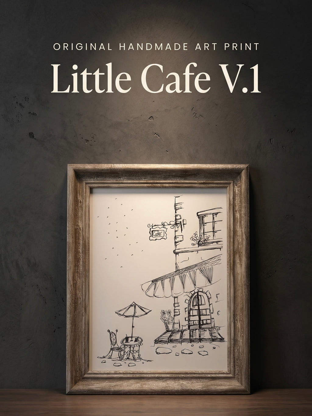 Little Cafe V.1 | Handmade Framed Poster – Original Artwork Wall Decor