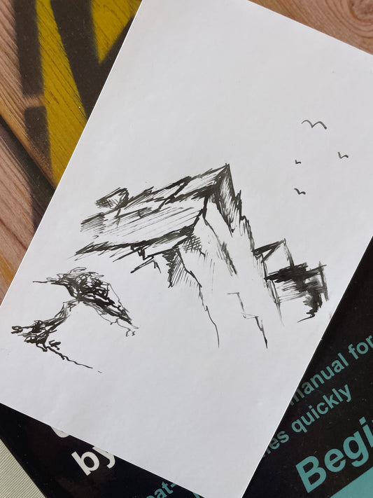 Tree In The Mountains Poster | Original Handmade Art