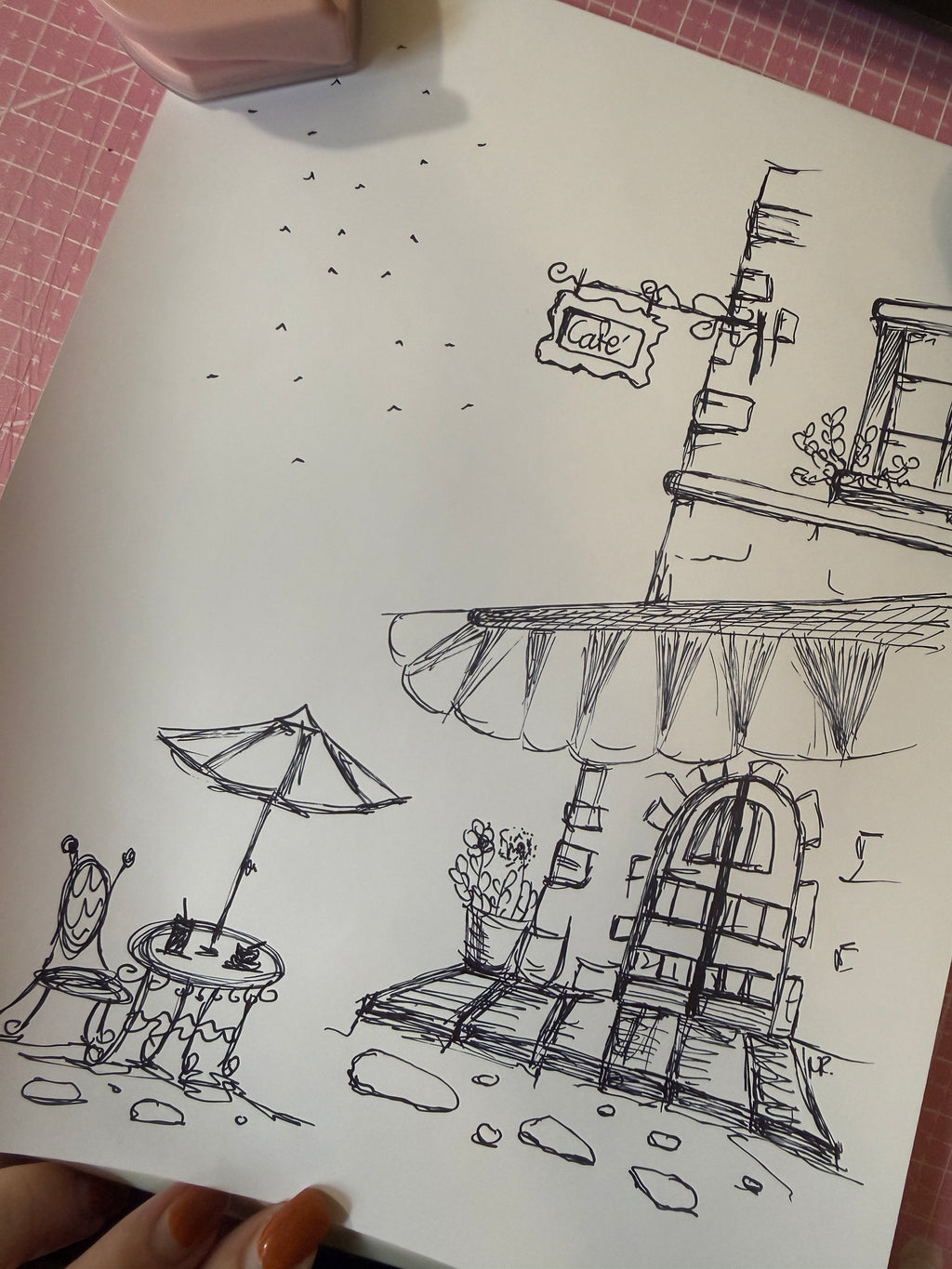 Little Cafe V.1 | Handmade Framed Poster – Original Artwork Wall Decor