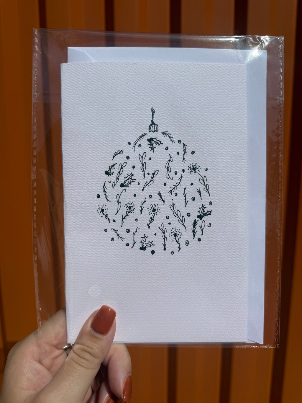 Christmas Ball Mistletoe | Handmade Greeting Card – Original Illustrated Card