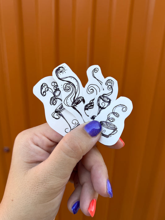Set of 5 Handmade Witchy Mugs Stickers