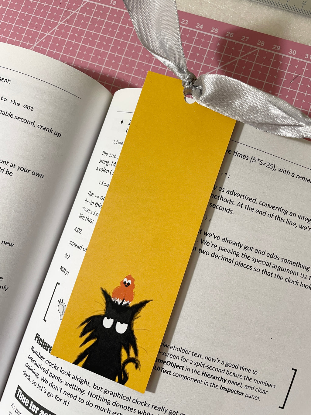 Mr. Grumpy Pants Cat Bookmark with Ribbon