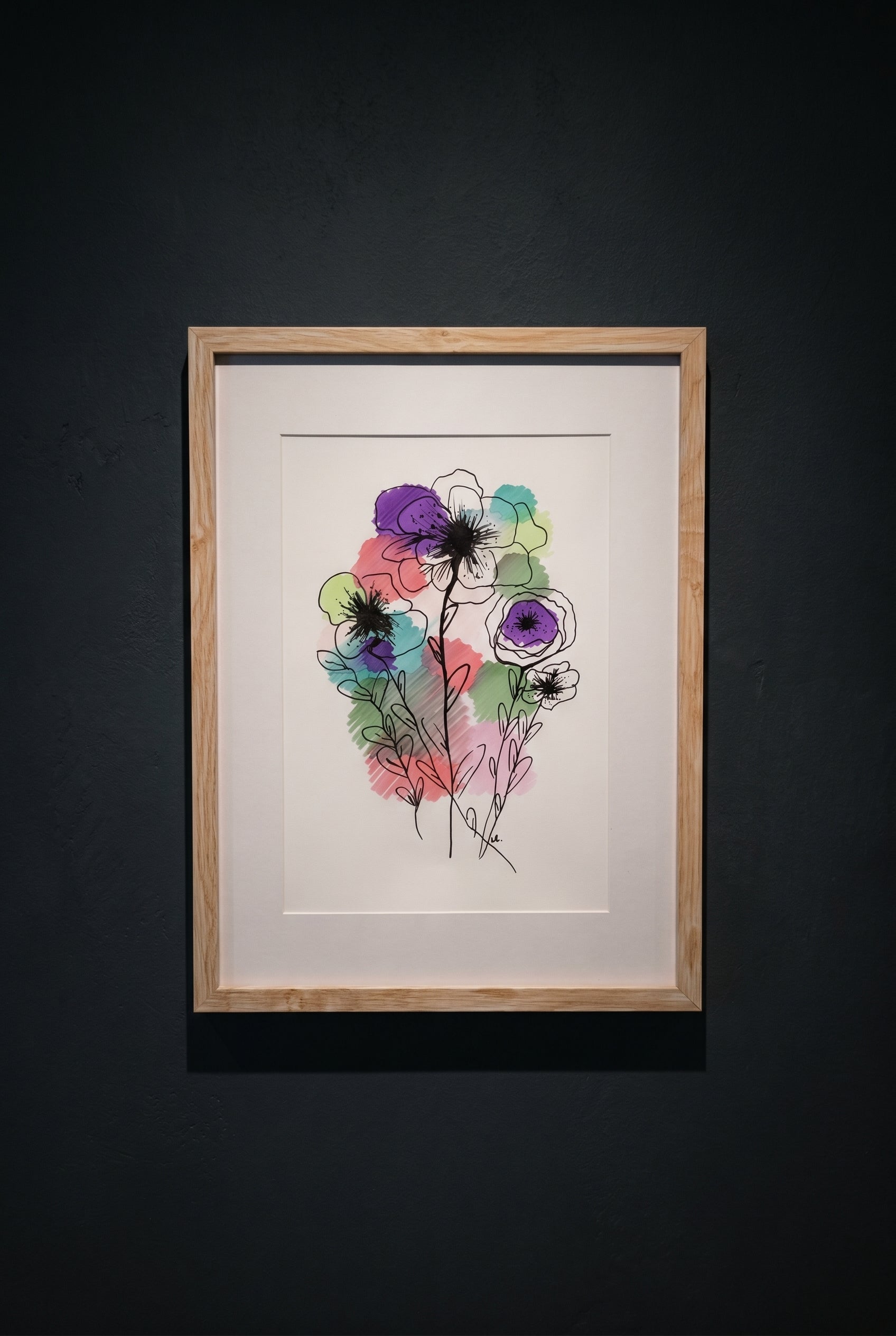 Colorful Flowers | Handmade Framed Poster – Original Artwork Wall Decor