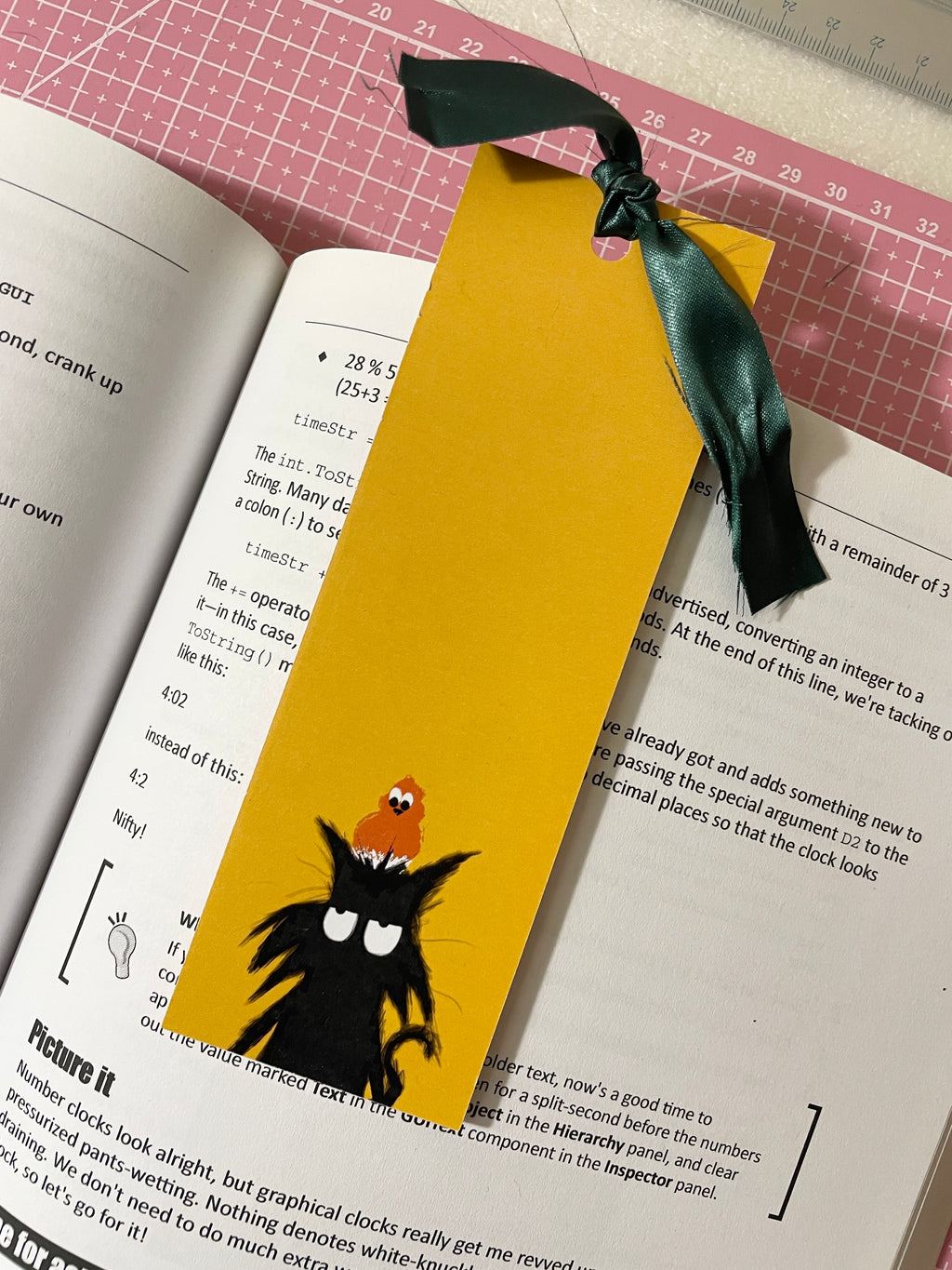 Mr. Grumpy Pants Cat Bookmark with Ribbon