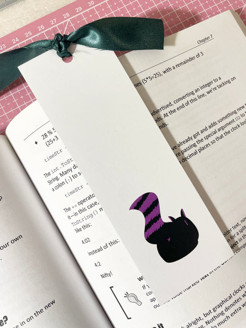 Black Cat Bookmark with Ribbon