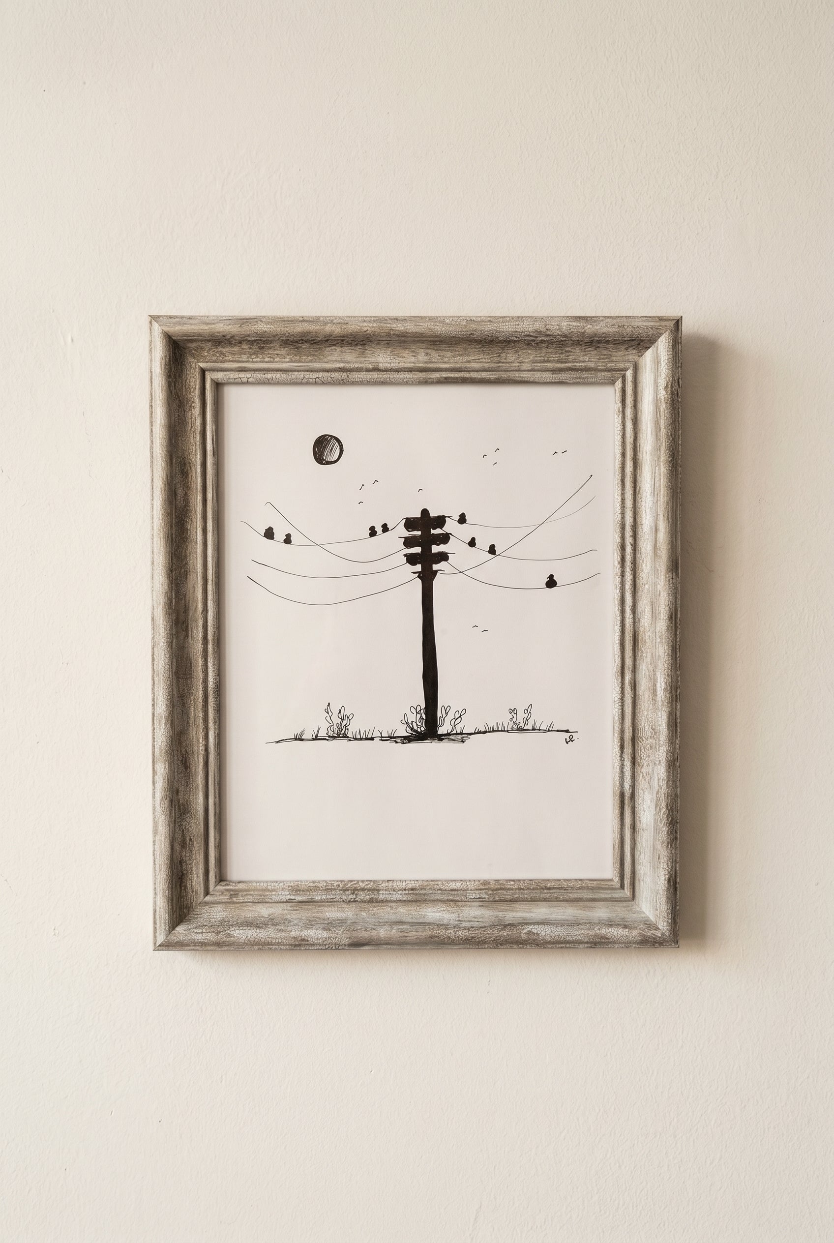 Power Line | Handmade Framed Poster – Original Artwork Wall Decor