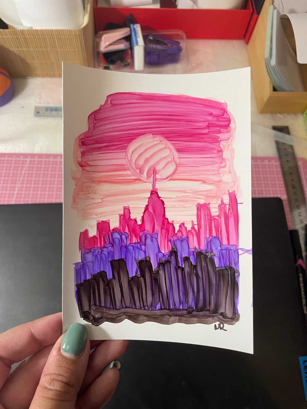 New York in Pink | Framed Handmade Poster