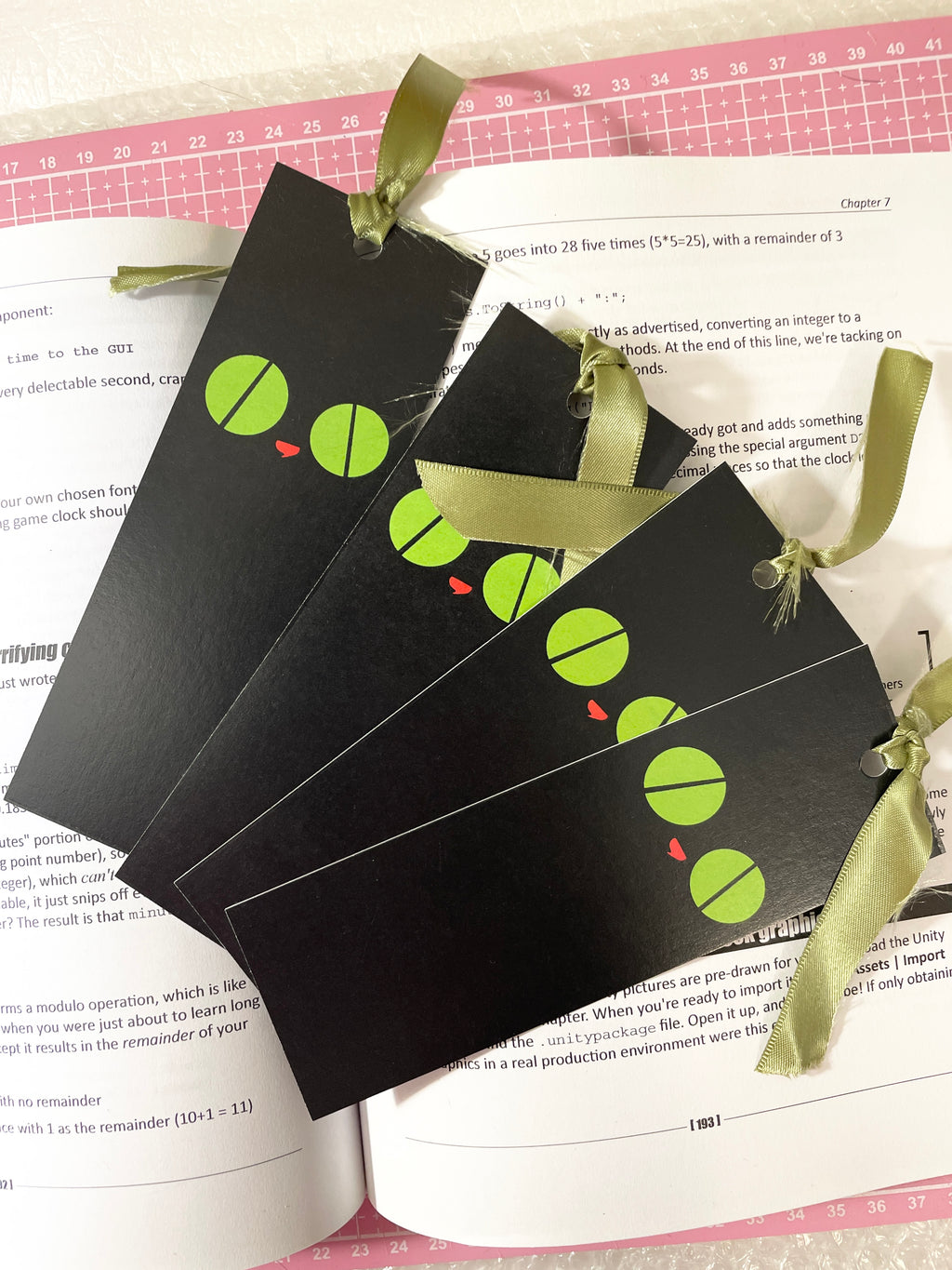 Cat with Big Goofy Eyes Bookmark with Ribbon