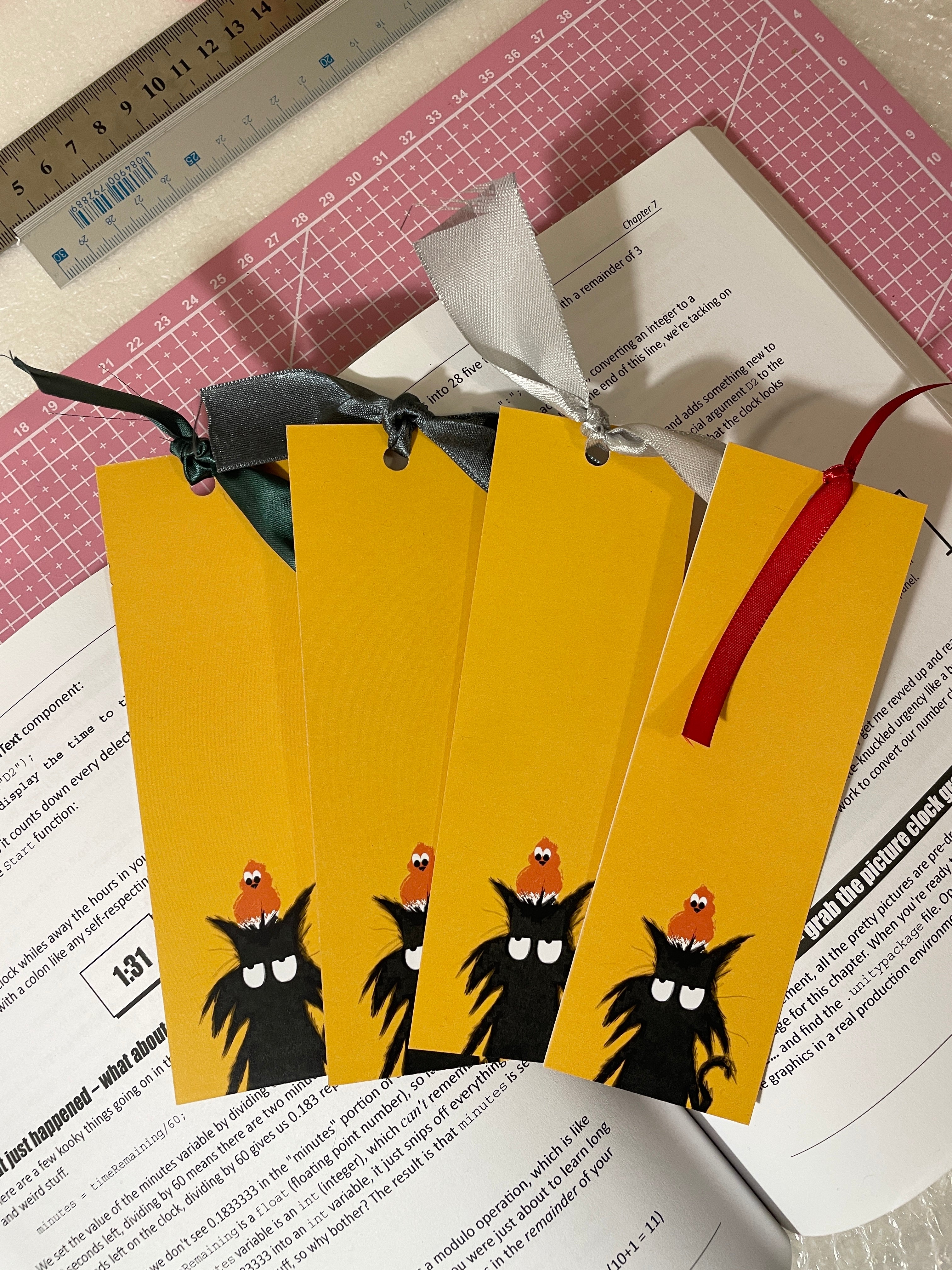 Mr. Grumpy Pants Cat Bookmark with Ribbon