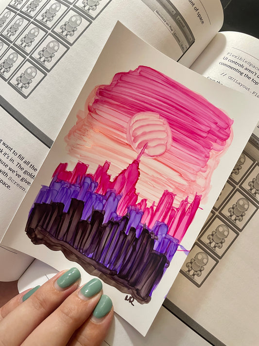 Texture Pink City Poster | Original Handmade Art