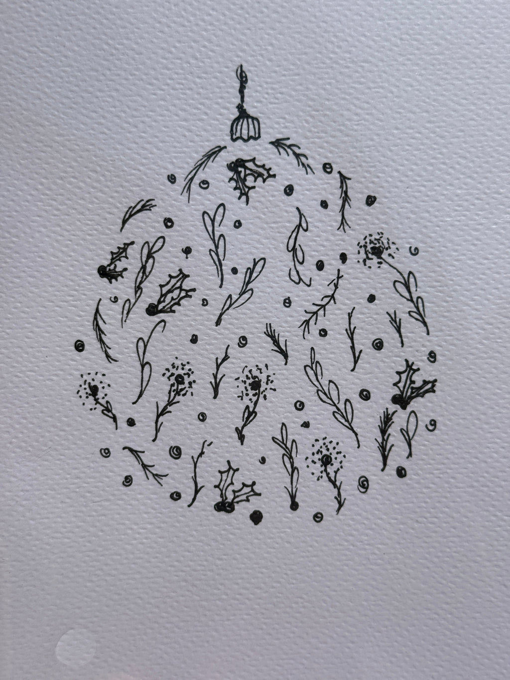 Christmas Ball Mistletoe | Handmade Greeting Card – Original Illustrated Card