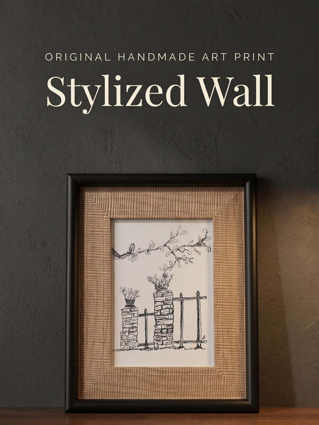 Stylized Wall | Handmade Framed Poster – Original Artwork Wall Decor