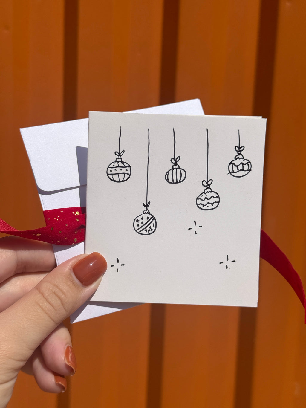 Cute Christmas Balls | Small Handmade Greeting Card – Original Illustrated Card