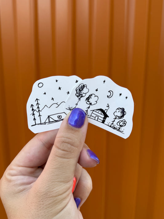 Set of 3 Handmade Camping Stickers