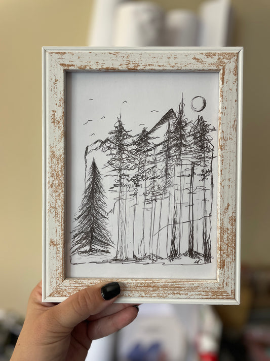 Mountains Skyline Poster | Original Handmade Art