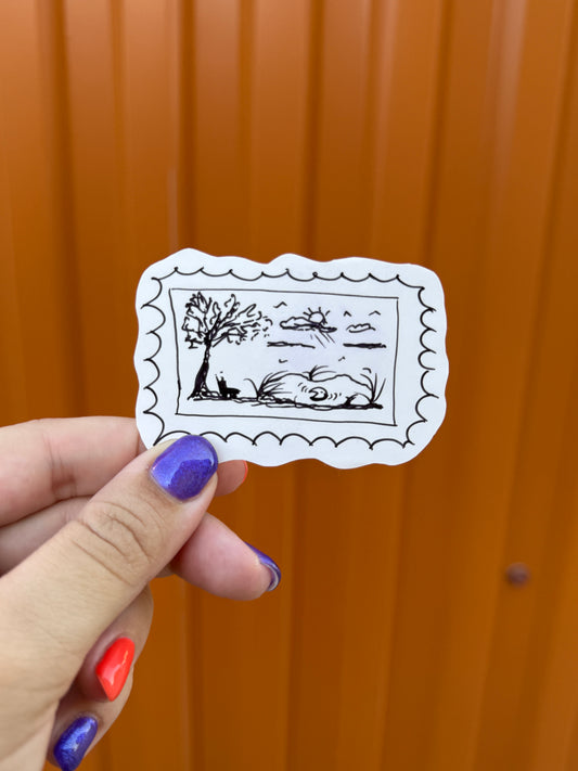 Set of 2 Handmade Postcard Stamps Stickers