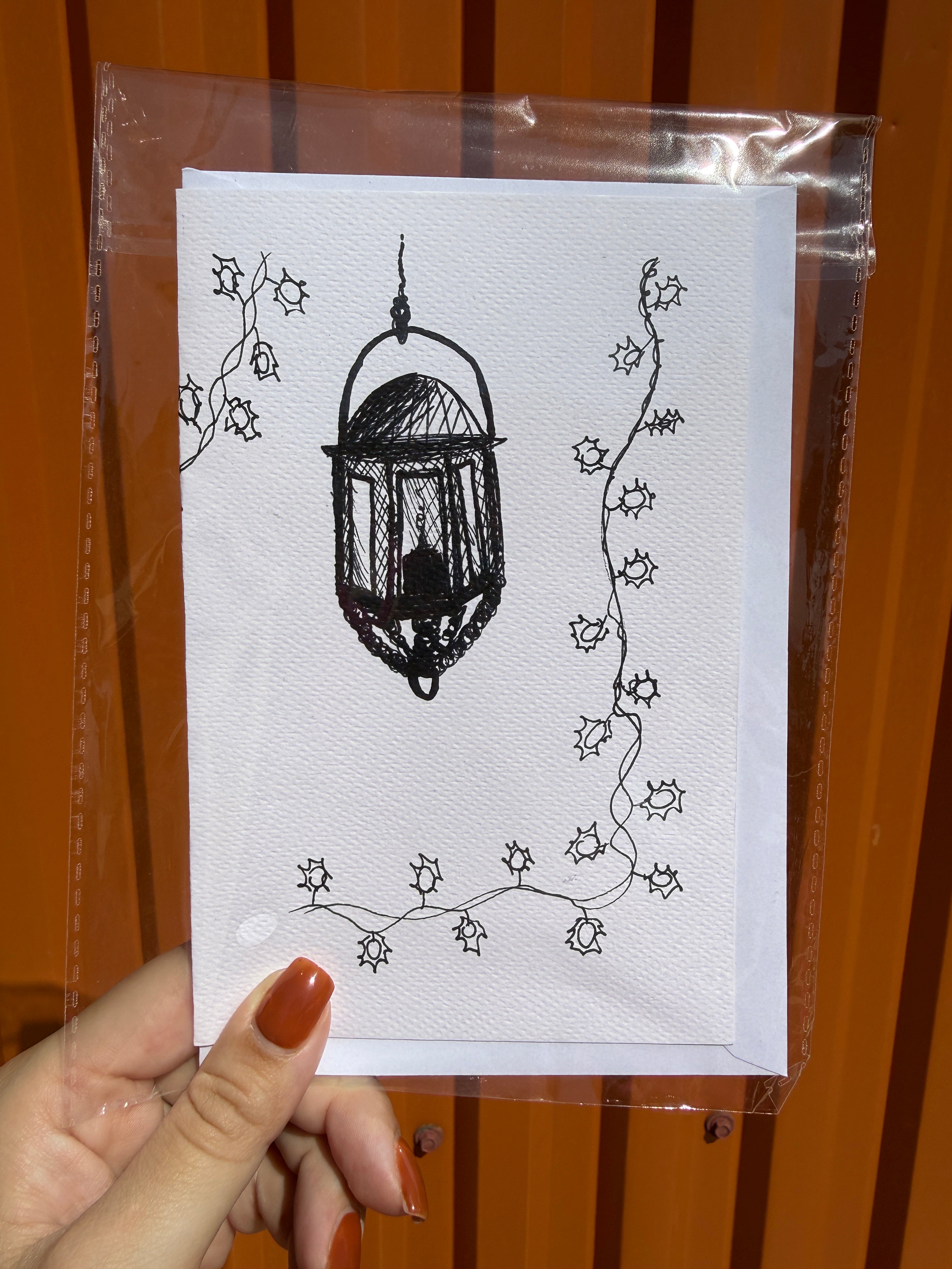 Christmas Lantern | Handmade Greeting Card – Original Illustrated Card