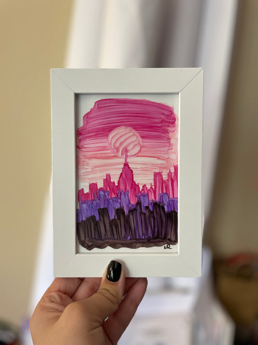 Texture Pink City Poster | Original Handmade Art