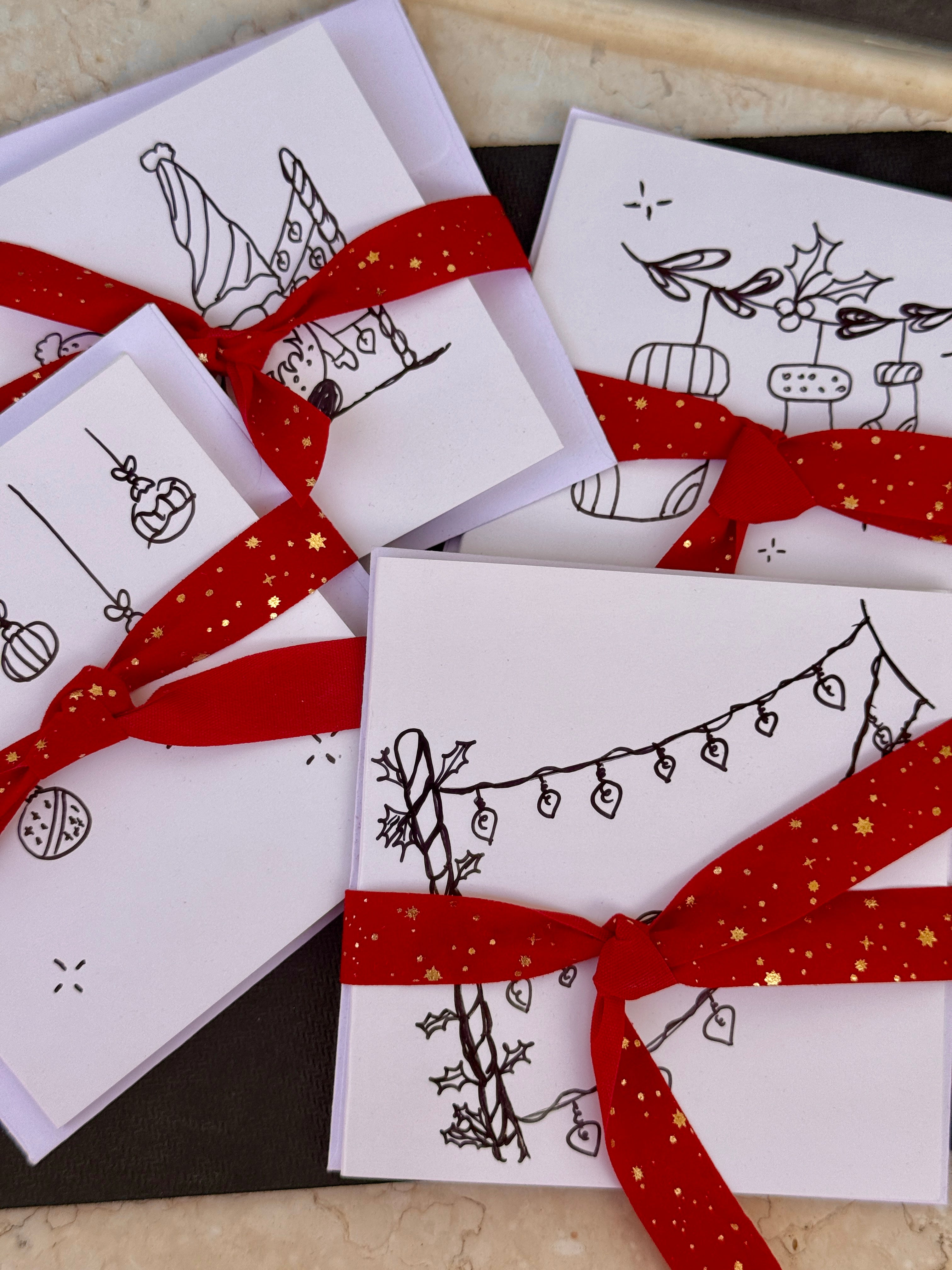 Cute Christmas Socks | Small Handmade Greeting Card – Original Illustrated Card
