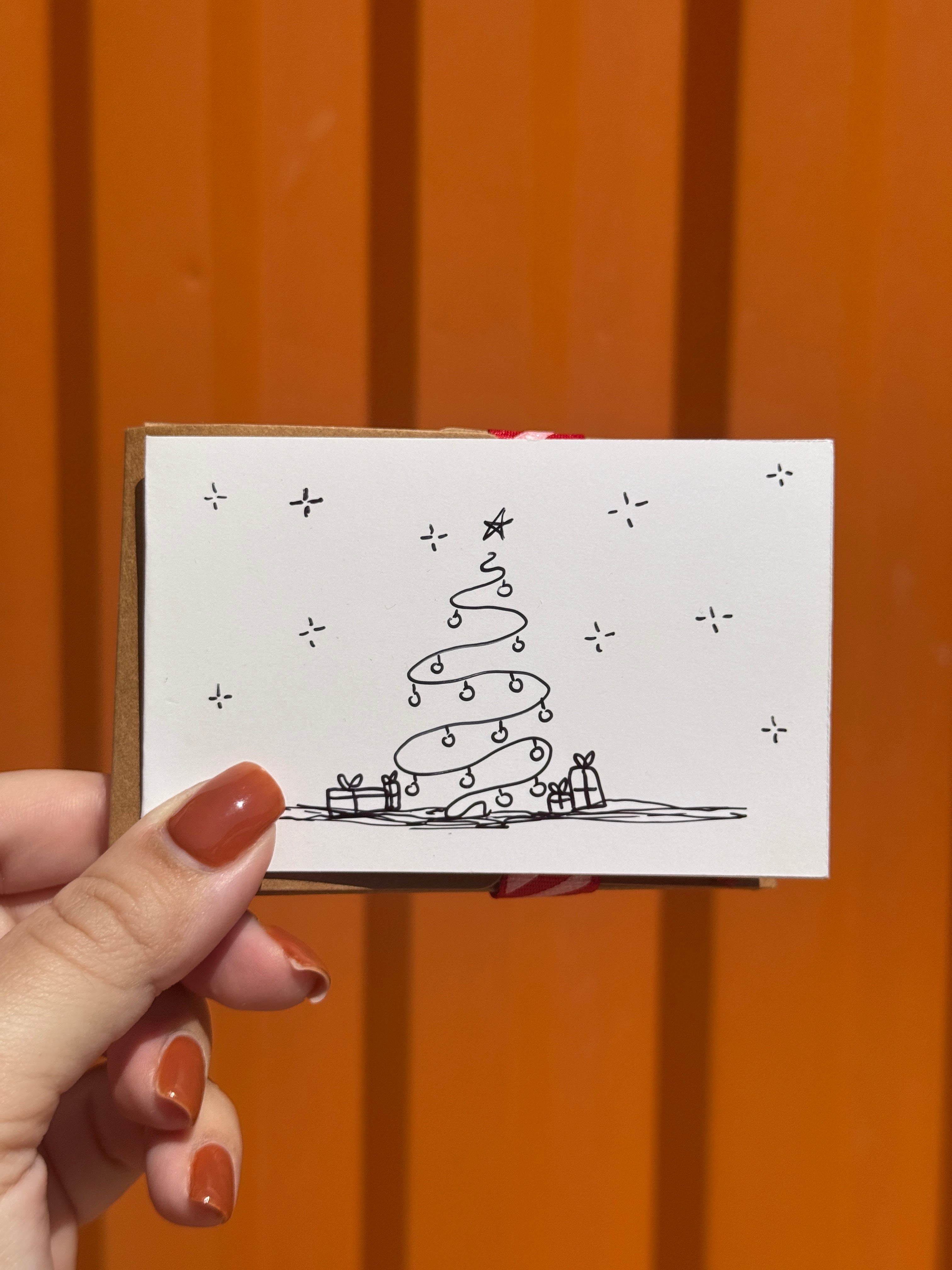 Cute Christmas Tree | Mini Handmade Greeting Card – Original Illustrated Card