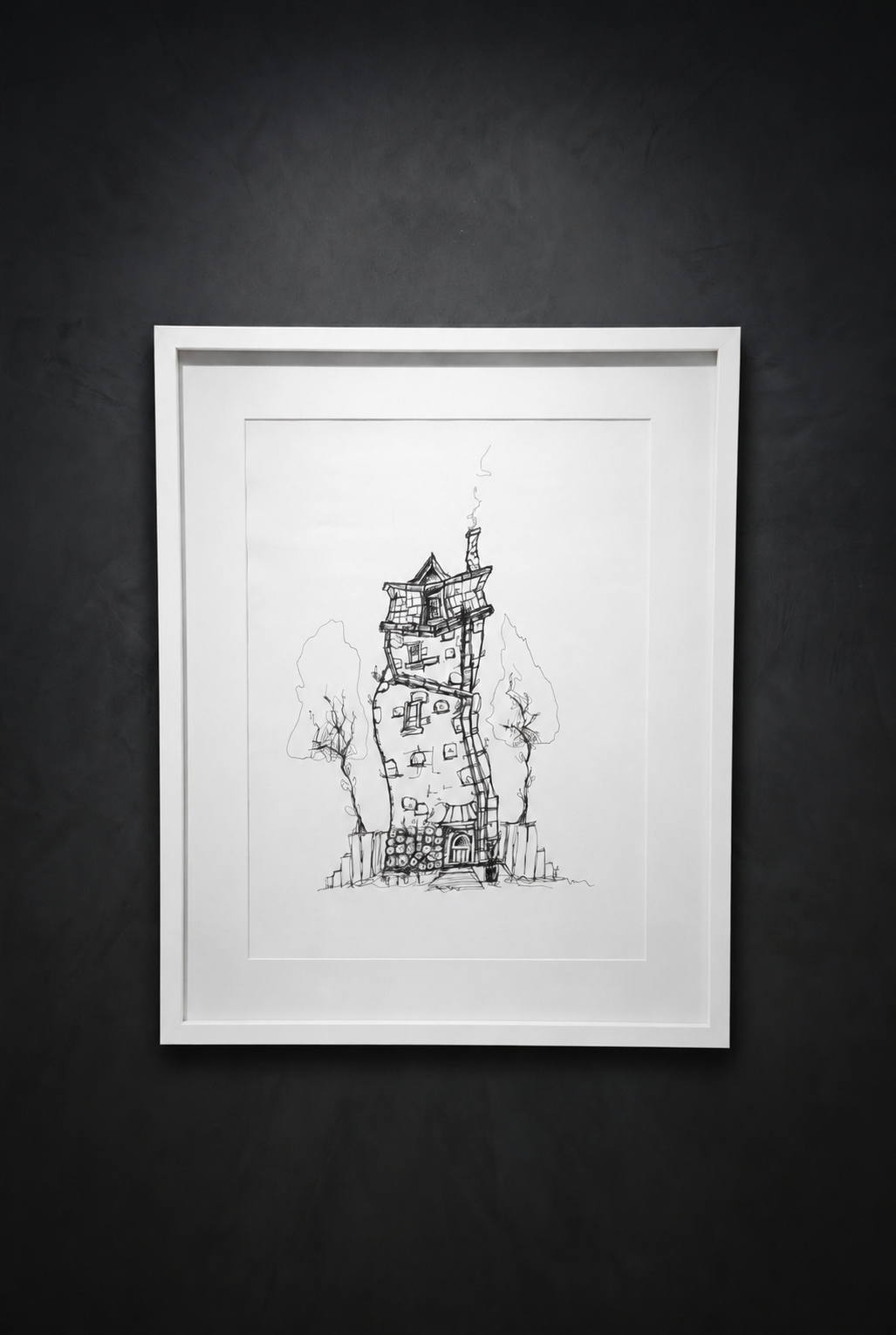 Stylized House | Handmade Framed Poster – Original Artwork Wall Decor