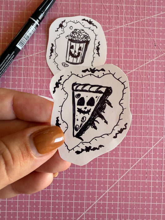 Set of 3 Handmade Spook Food Stickers
