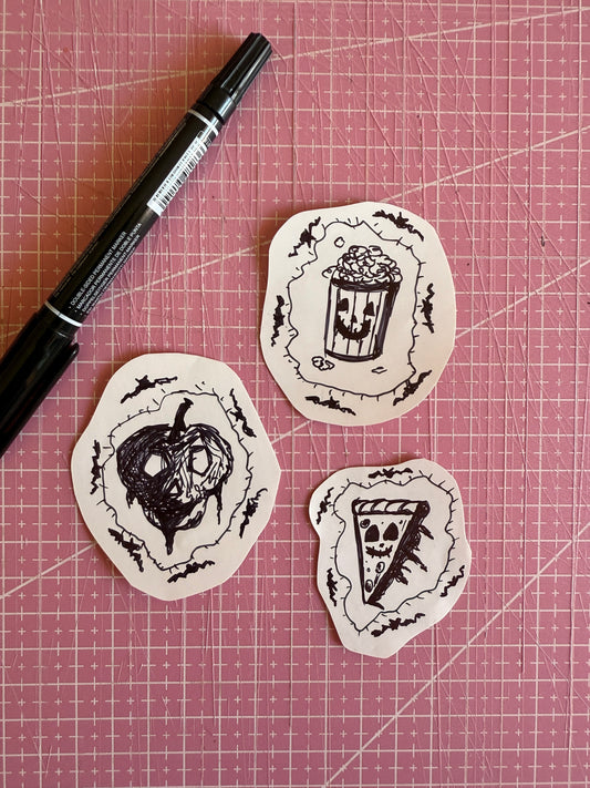 Set of 3 Handmade Spook Food Stickers