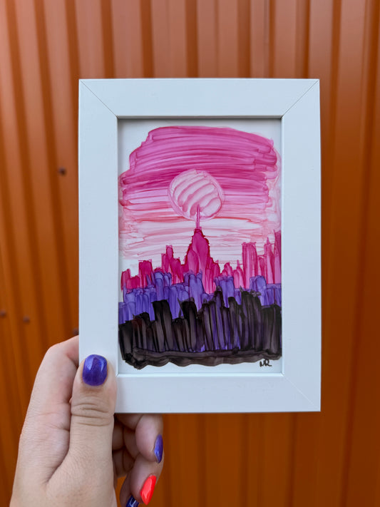 Texture Pink City Poster | Original Handmade Art