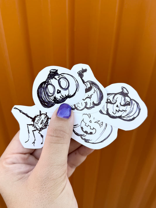Set of 5 Handmade Pumpkins Stickers