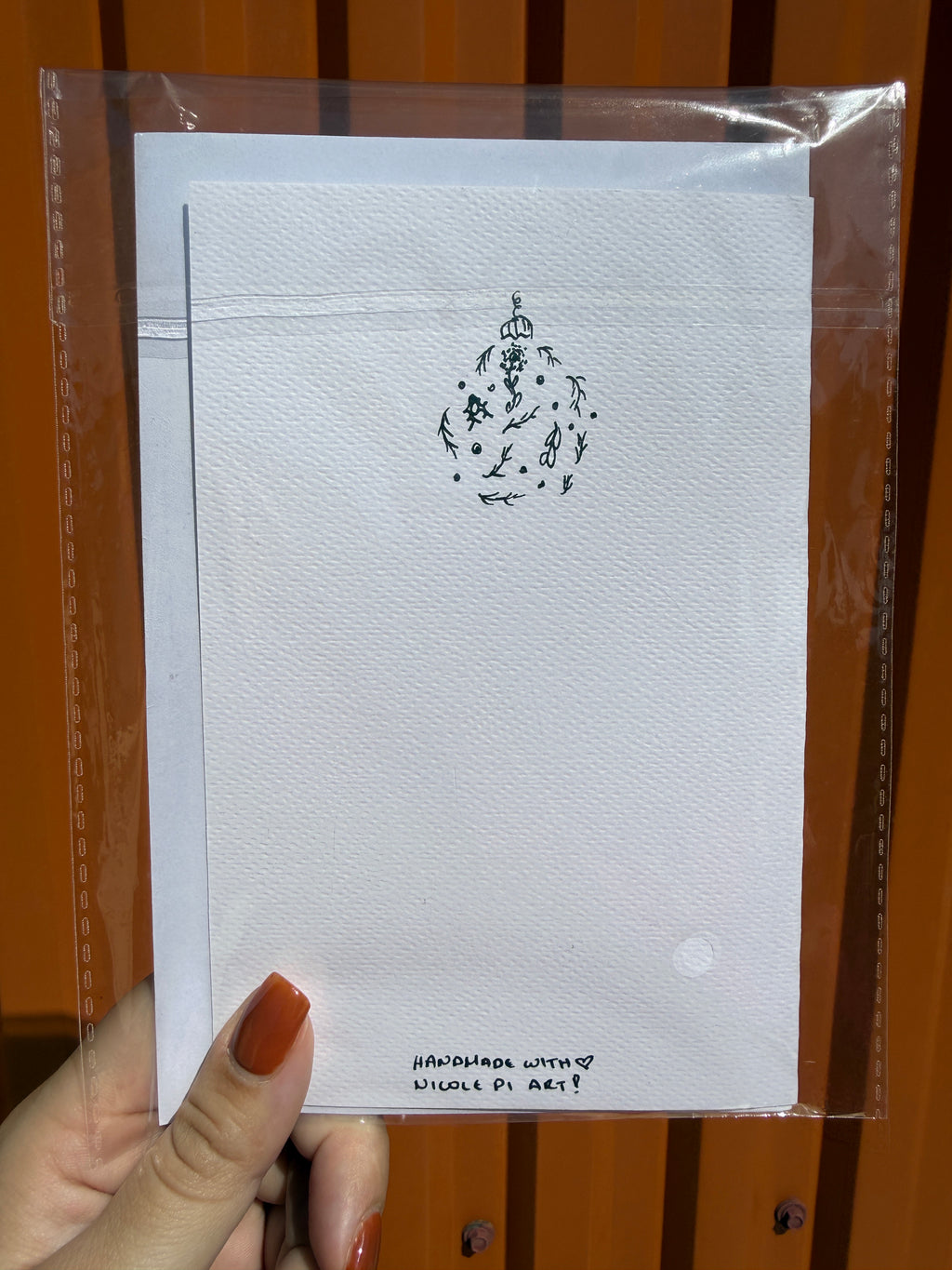 Christmas Ball Mistletoe | Handmade Greeting Card – Original Illustrated Card
