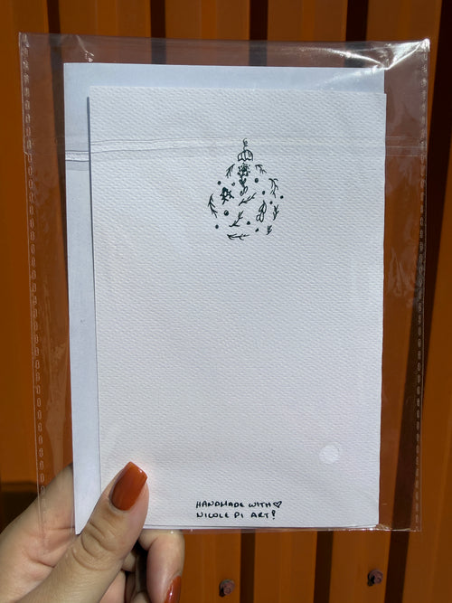 Christmas Ball Mistletoe | Handmade Greeting Card – Original Illustrated Card