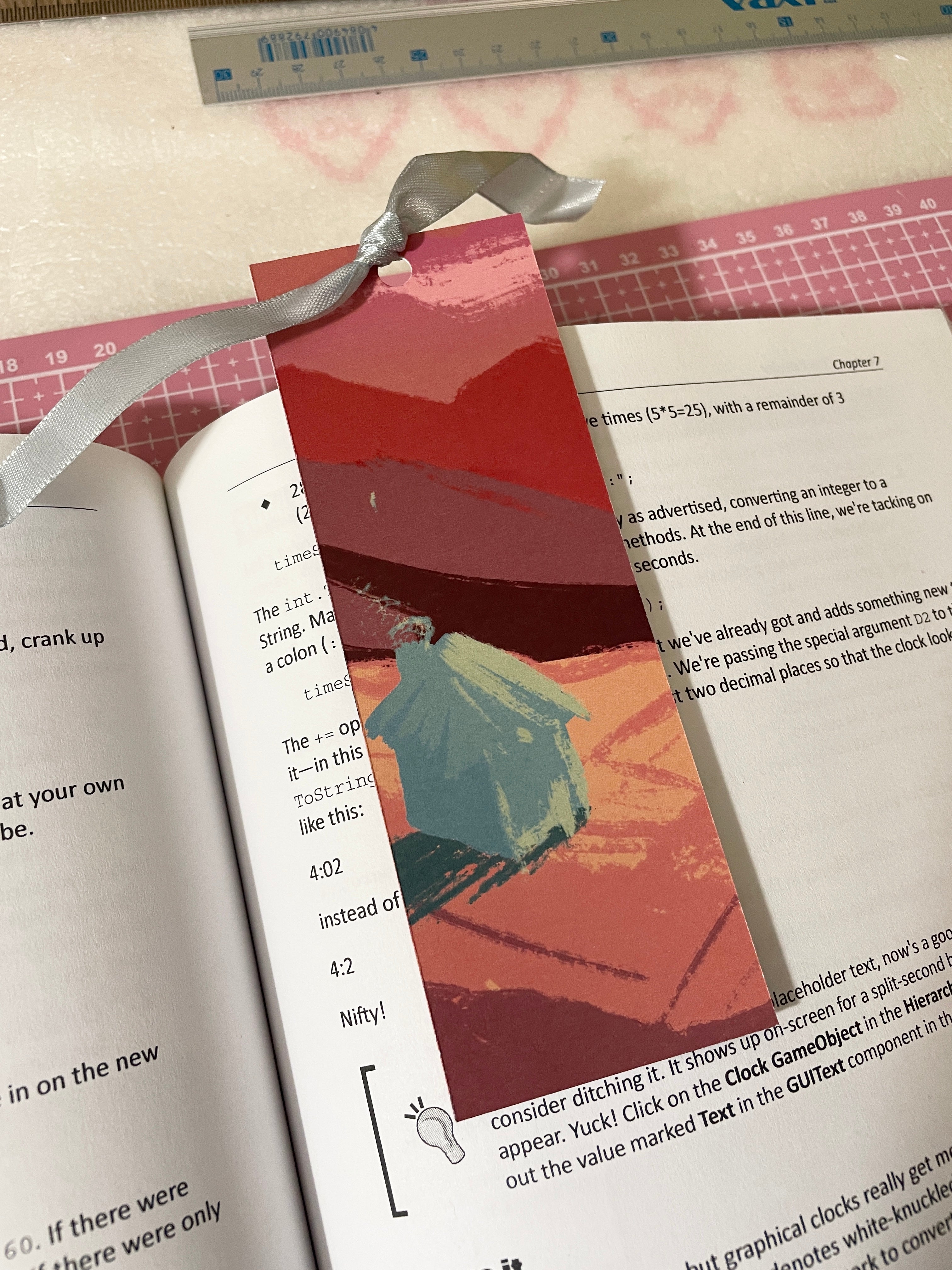 Little Hut on the Mountains Bookmark with Ribbon