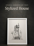 Stylized House | Handmade Framed Poster – Original Artwork Wall Decor