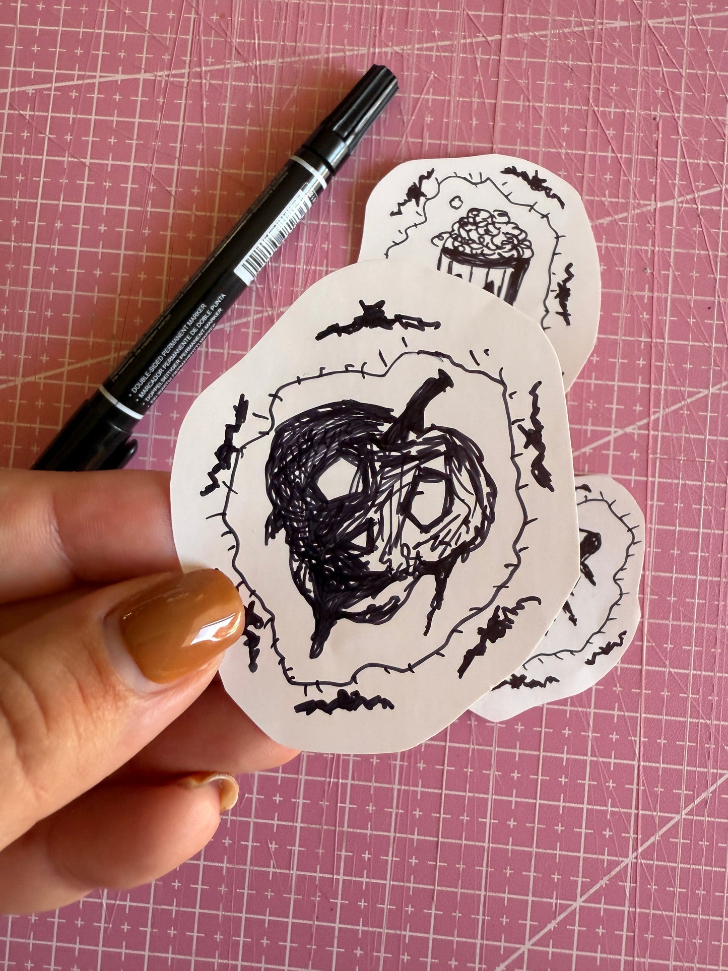 Set of 3 Handmade Spook Food Stickers