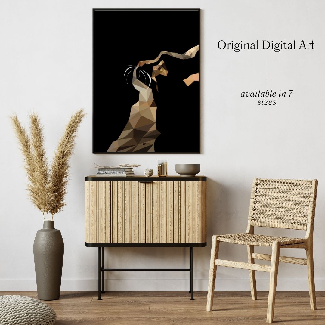 Gold Cat Low Poly Art Poster