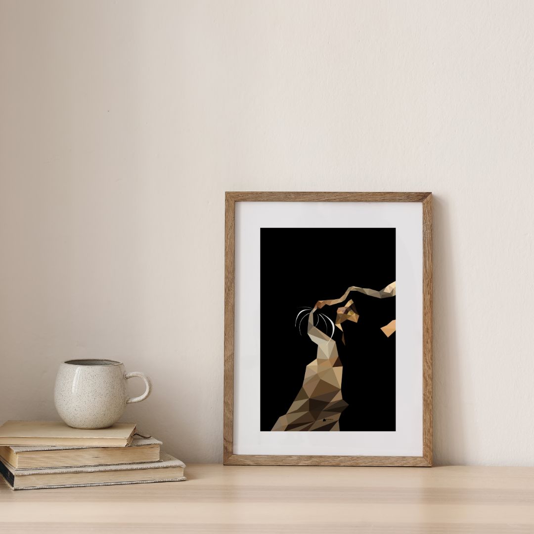 Gold Cat Low Poly Art Poster